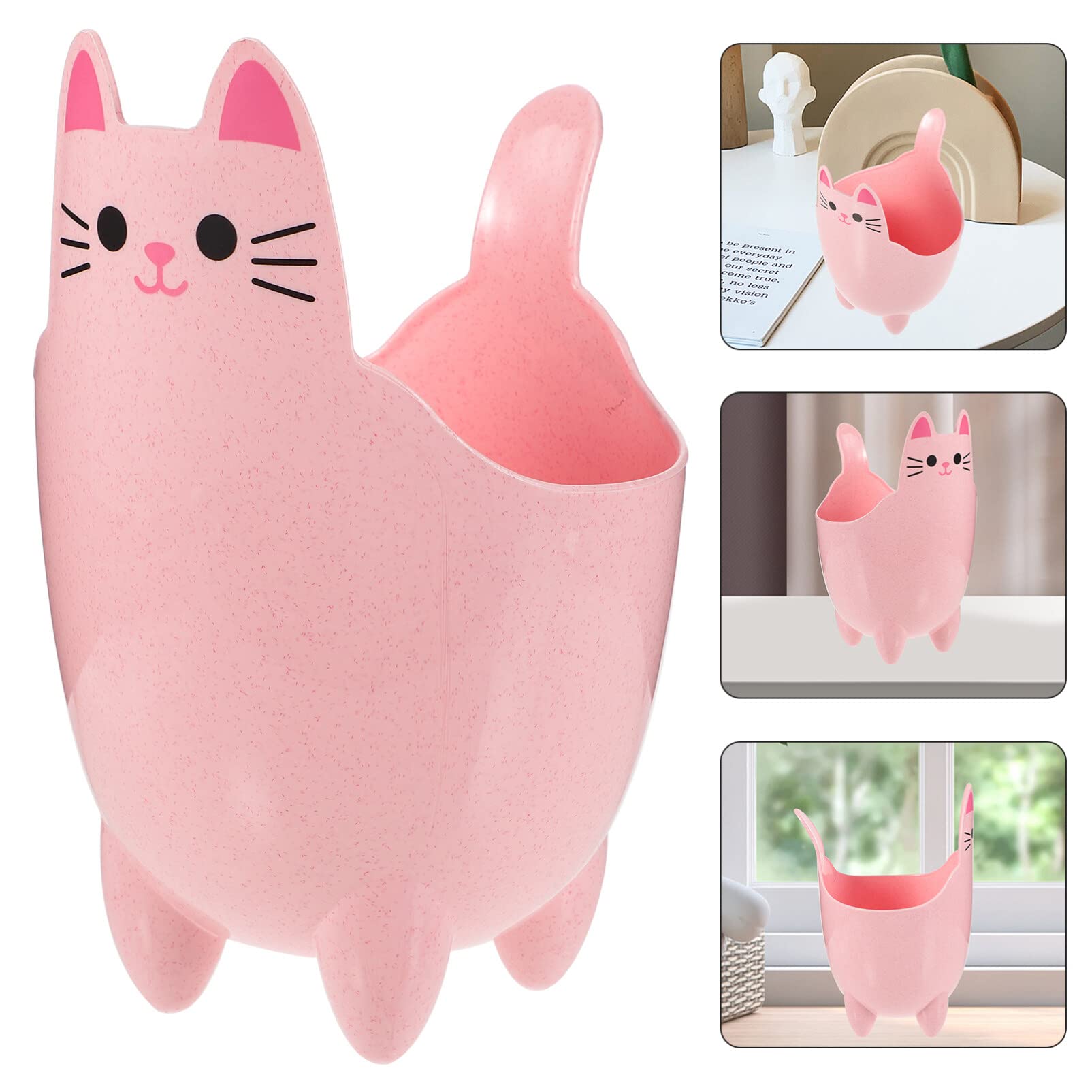 Mini Trash Can, Cute Cat Wastebasket, Plastic Desk Trash Can, Tiny Waste Basket Tabletop Countertop Garbage Cans Pencil Storage Bucket for Home, Office