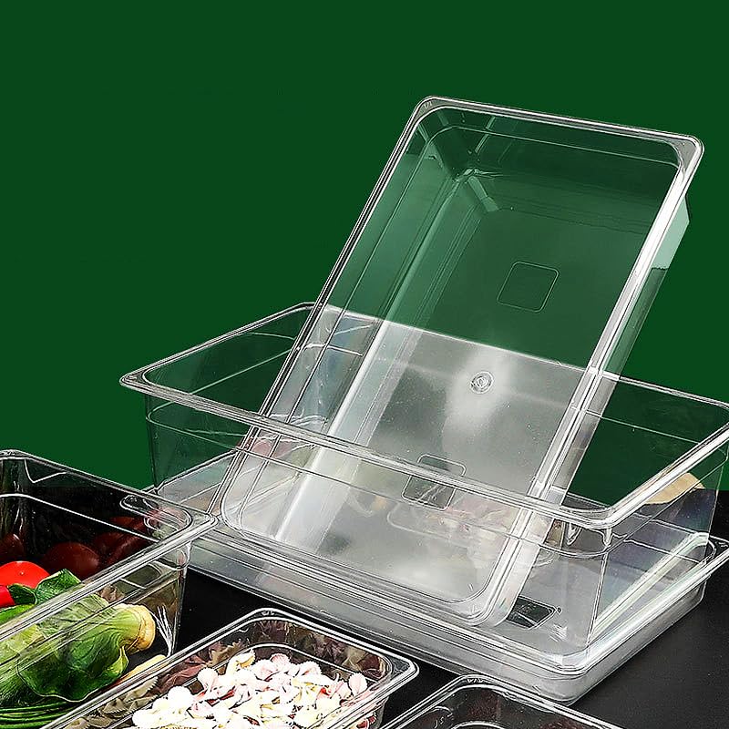 3 Pack Plastic Food Pans with Lids, 1/2 Size 4'' Deep,Polycarbonate, Clear，Food Pan Polycarbonate Square Food Storage Containers with Lids for Kitchen Restaurant Food Prep (3-1/2) (3-1/2)