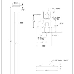 Kingston Brass KF43157TKF20 Trimscape Toilet Supply Kit, 1/2" FIP x 3/8" OD Comp Straight Valve, Brushed Brass