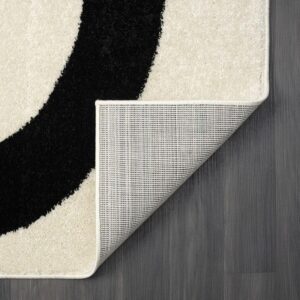 Abani Abstract Beige/Black Area Rug - 8'x10' - Modern Curved Line Design - Deco Collection - Easy to Clean - Durable for High Traffic Areas - Living Room, Dining Room - Medium Pile