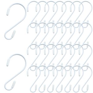 hitefu 30pcs white s hooks for hanging, 3.15 inch stainless steel s shaped hooks, rubber coated s hooks for hanging plants, clothes, jeans, towels, pot, pan, cups