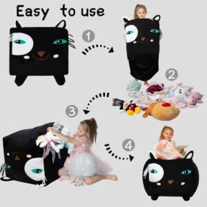 Black Cat Bean Bag Chairs for Teens, Playroom Furniture, Comfortable Seating for Kids, Large Size 22x24 Inch Velvet Extra Soft, Cover ONLY