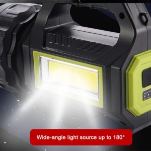 Spotlight Flashlight Rechargeable,Outdoor Solar Camping Light with Cob Side Light, Waterproof Handheld Searchlight, for Home Power Failure Outdoor Camping Hiking Emergencies