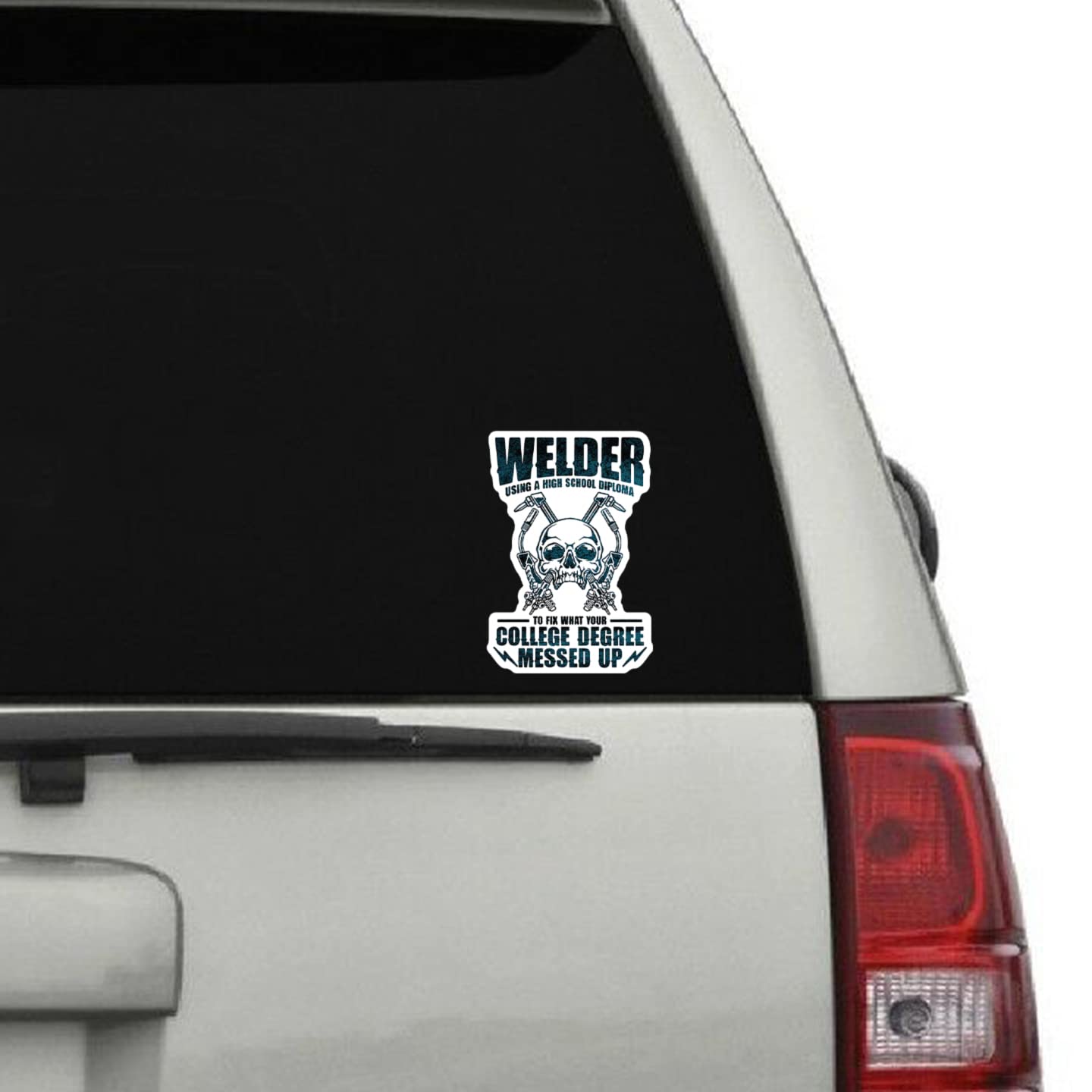 Welder Welding Vinyl Decal Sticker - for Toolboxes, Lockers, Cars, Trucks, Windows, Laptops, Cups and More - 5 Inches at Largest Point (Welder High School Diploma)