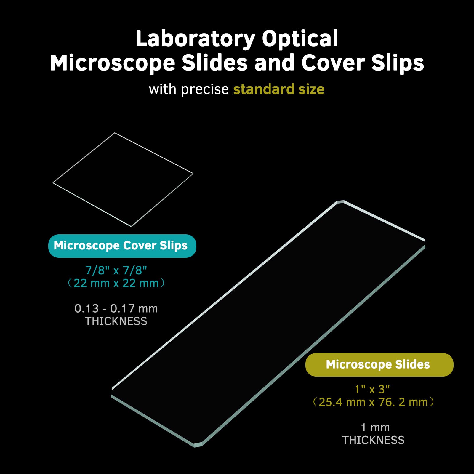 LAKWAR 100 Microscope Slides and Covers, Blank Glass Slides for Microscope, Pre-Cleaned Laboratory Microscope Slides and Coverslips, Premium-Grade White Glass Microscope Slides and Coverslips