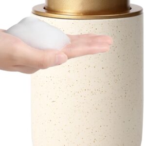 rejomiik Foaming Soap Dispenser Thick Ceramic Foam Hand Soap Dispenser for Bathroom or Kitchen Sink, Liquid Pump Bottles for Hand soap, Body Wash, Beige