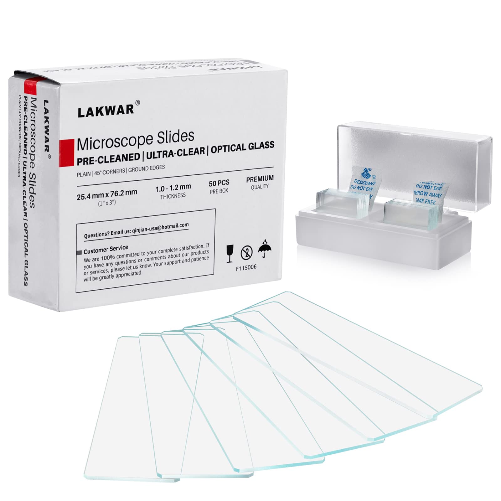 LAKWAR 100 Microscope Slides and Covers, Blank Glass Slides for Microscope, Pre-Cleaned Laboratory Microscope Slides and Coverslips, Premium-Grade White Glass Microscope Slides and Coverslips