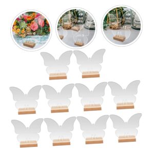 FUNOMOCYA 10 Sets Butterfly seat card DIY arch acrylic sign acrylic place cards holder wedding desk sign acrylic table numbers Clear Butterfly Acrylic sign digital sign Clip banquet blank