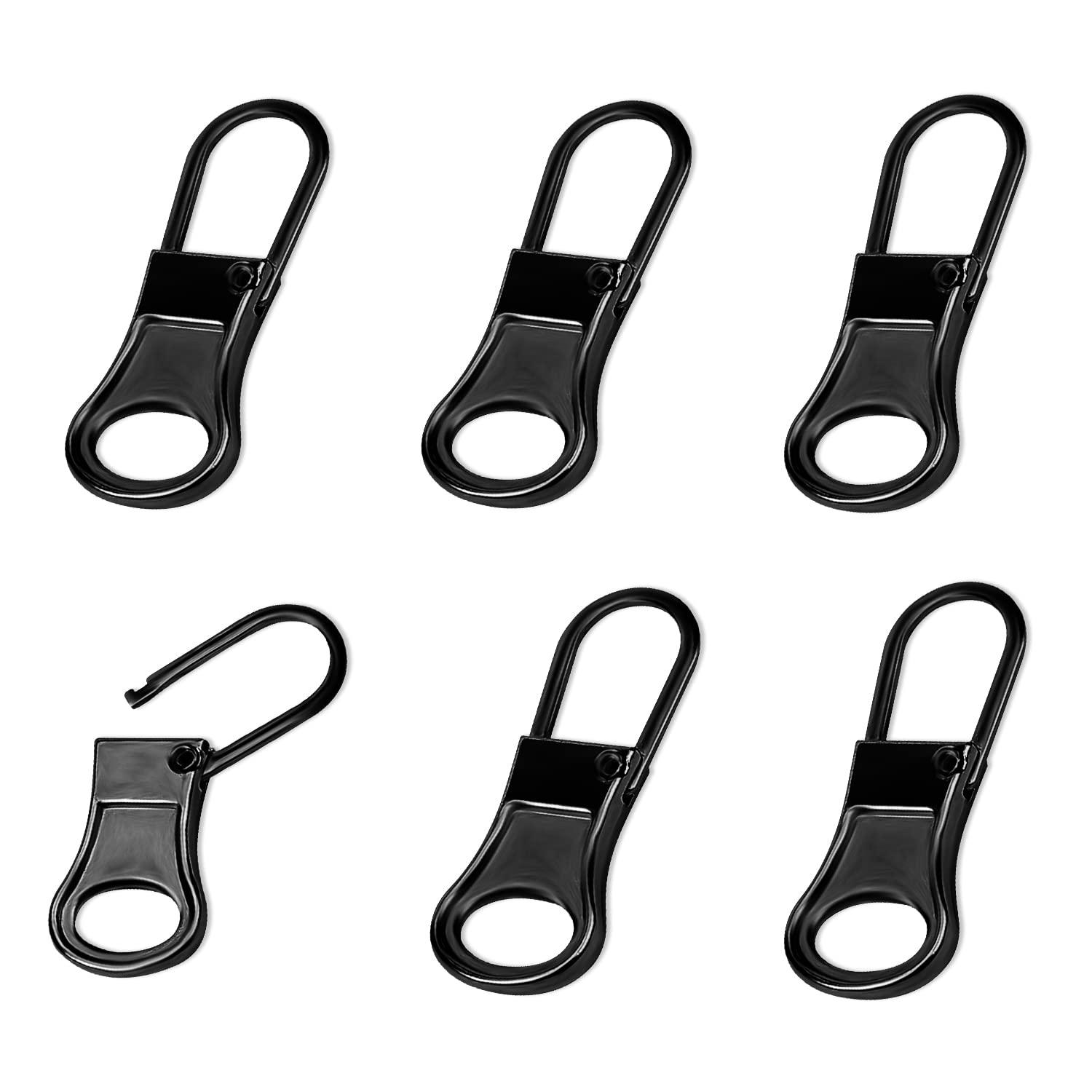 6pcs Zipper Pull Replacement, Detachable Zipper Pulls Zipper Replacement Zipper Repair Kit Zipper Replacement Slider for Jacket Pants Coat Shoes Suitcase Backpack (Dark Grey)