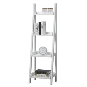 Realspace® 60"H 4-Shelf Narrow Ladder Bookcase, White