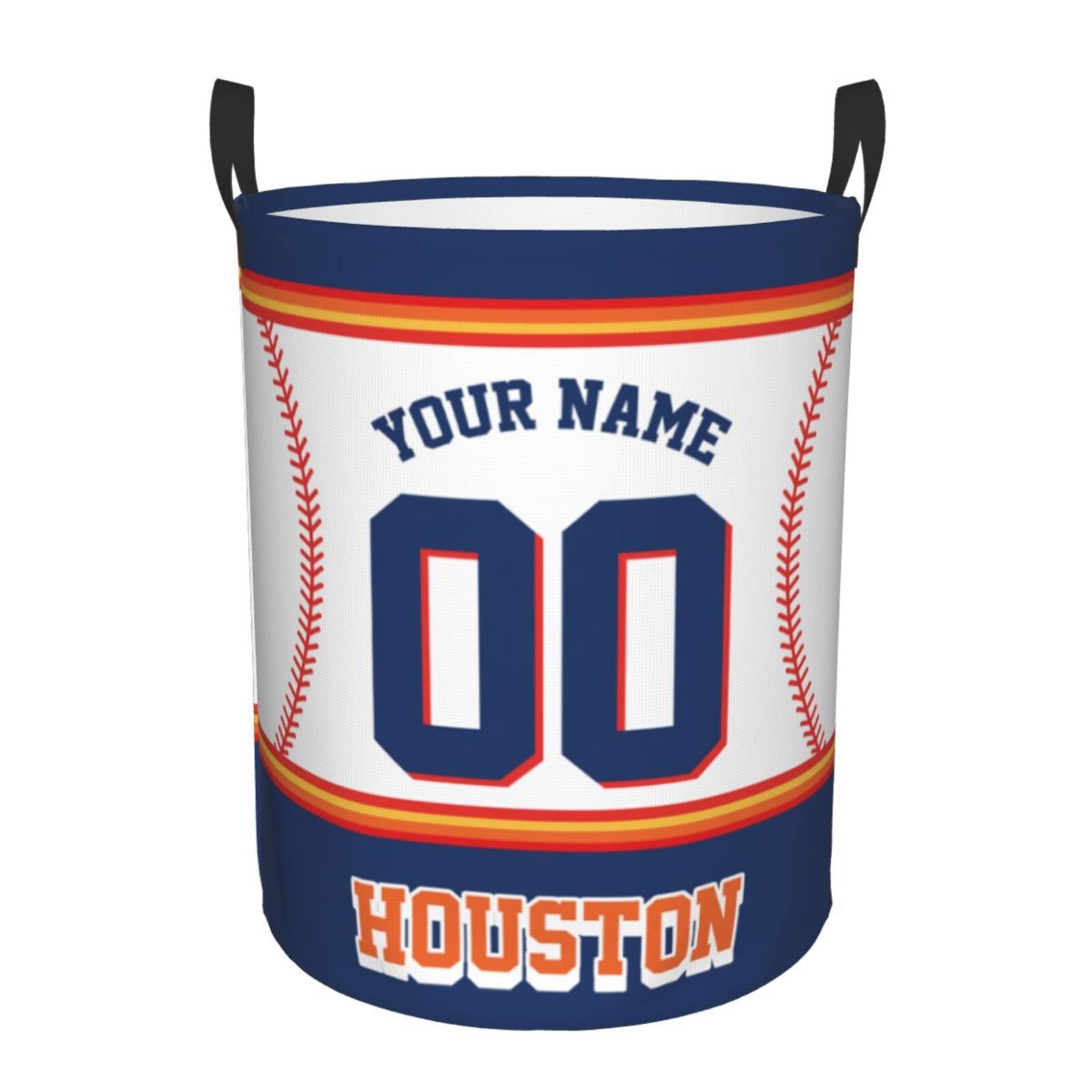 Custom Houston Laundry Hamper Personalized Laundry Basket Customized Name And Number Collapsible Storage Basket for Bedroom Bathroom Living Room Baseball Fan Gifts