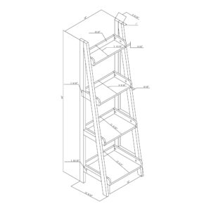 Realspace® 60"H 4-Shelf Narrow Ladder Bookcase, White