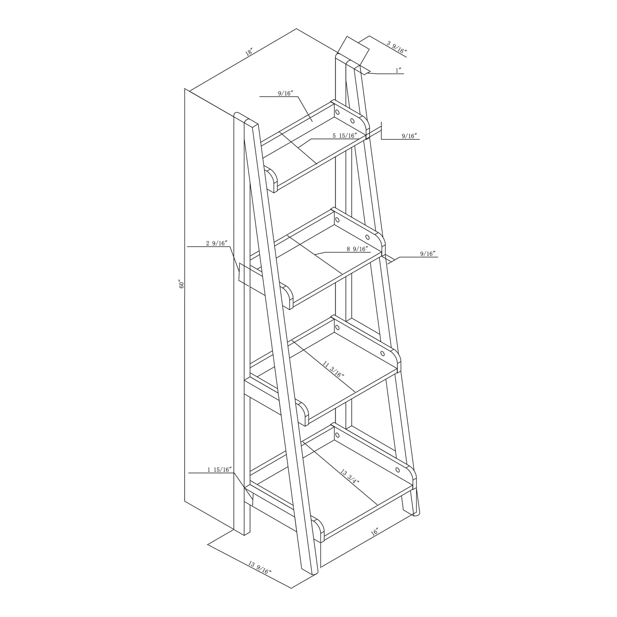 Realspace® 60"H 4-Shelf Narrow Ladder Bookcase, White