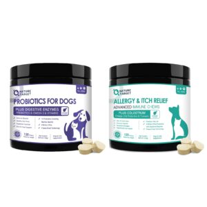 probiotics for dogs, with prebiotics and digestive enzymes, vitamins and omega 3 for allergy itch relief, reduce diarrhea, gas, stop pawlicking, hot spots, shedding