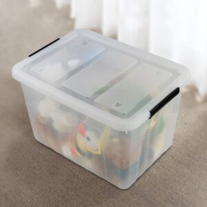 Dehouse 70 L Large Clear Storage Boxes, 4-Pack Plastic Storage Box with Lids and Wheels