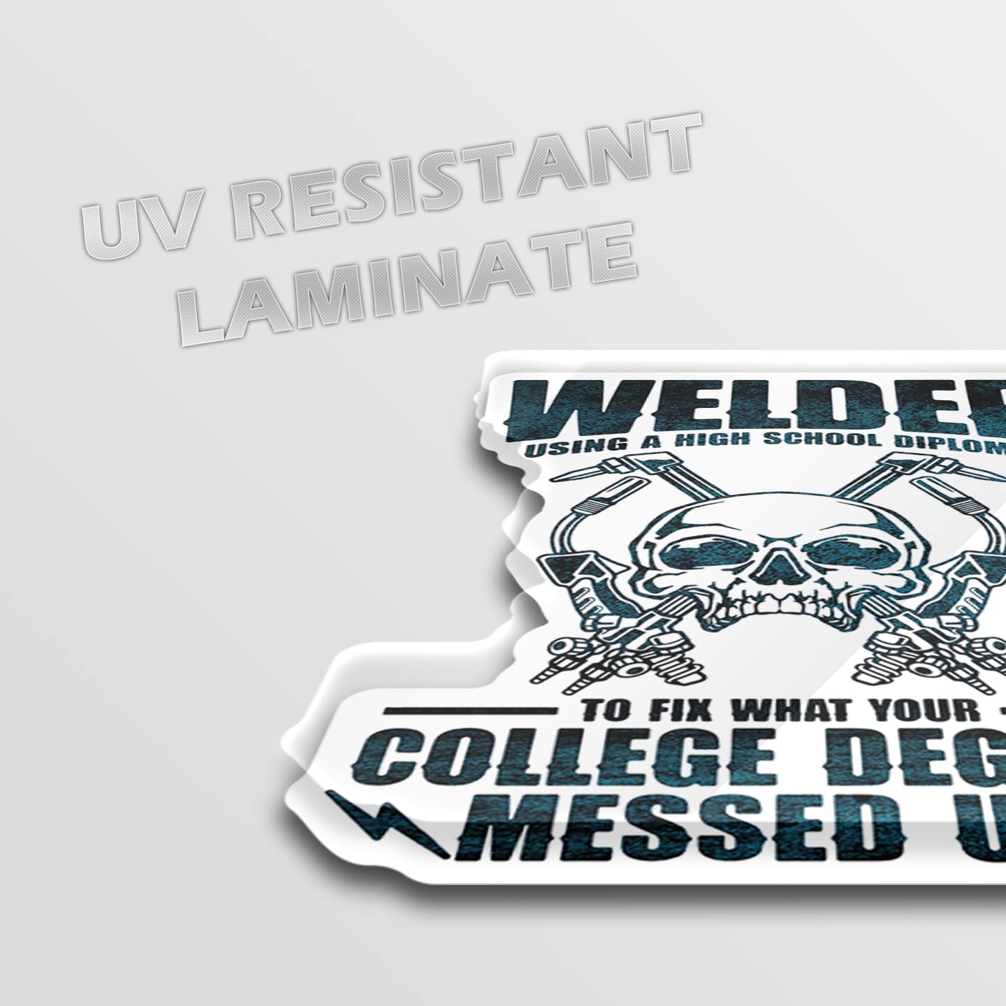 Welder Welding Vinyl Decal Sticker - for Toolboxes, Lockers, Cars, Trucks, Windows, Laptops, Cups and More - 5 Inches at Largest Point (Welder High School Diploma)