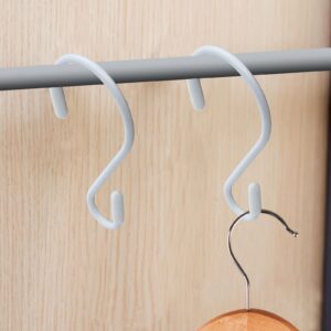 Hitefu 30PCS White S Hooks for Hanging, 3.15 Inch Stainless Steel S Shaped Hooks, Rubber Coated S Hooks for Hanging Plants, Clothes, Jeans, Towels, Pot, Pan, Cups