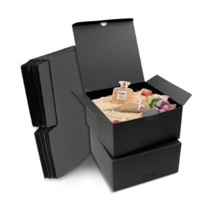 opaprain 10 pack of 8x8x4 inch black gift box with lid, recyclable paper suitable for wedding, festivals, gifts, graduation, birthday