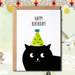 NTVShop Happy Birthday Greeting Card For Cat Lovers - Cute Black Cat Birthday Card - Lovely Birthday Card - Black Cat Card