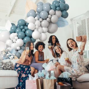 Dusty Blue Balloon Arch Kit, Dusty Blue Grey White Balloon Garland Kit, Latex Birthday Party Balloons DIY Balloons Arch For Birthday Wedding Baby Shower Graduation Party Decorations