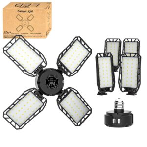 led garage lights 100w,bright & flexible lighting for garage, workshop, warehouse, basement, attic - energy efficient & easy installation - adjustable panels, durable construction