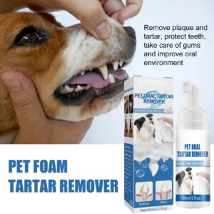 Dog Breath Freshener Foam, Eliminate Breath and Prevent Oral in Dogs and Cats, Teeth Cleaning Foam Spray, Plaques and Tartars Remover, Oral Hygiene for Pets, 2