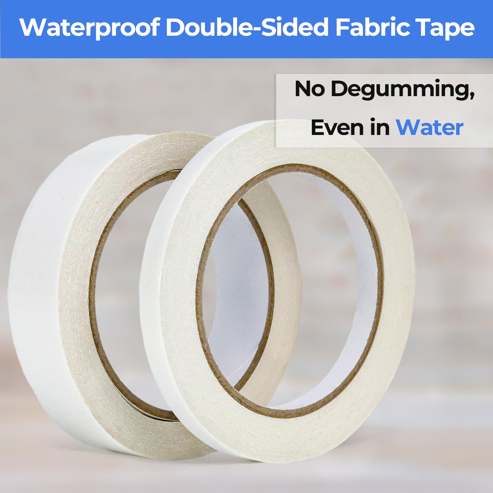 PLANTIONAL 2 Rolls Double-Sided Sticky Fabric Tape, 2/5" x 54.6 Yd & 1" x 54.6 Yd Hem Tape for No Sew, No Iron Hemming, Perfect for Pants, Crafts, and DIY Projects