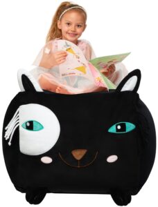 black cat bean bag chairs for teens, playroom furniture, comfortable seating for kids, large size 22x24 inch velvet extra soft, cover only