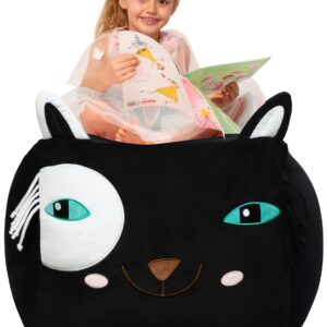 Black Cat Bean Bag Chairs for Teens, Playroom Furniture, Comfortable Seating for Kids, Large Size 22x24 Inch Velvet Extra Soft, Cover ONLY