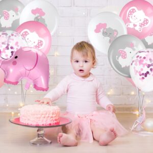 45 Pieces Elephant Balloon 12 Inch Baby Shower Elephant Balloon for Baby Boy Girl Gender Reveal Elephant Animal Themed Birthday Party Supplies Indoor Outdoor Decor (Adorable Style)