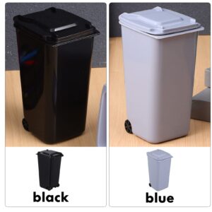 GANAZONO 4 Pcs Plastic Mini Trash Can, Black, Blue, Desktop Rubbish Truck, Clamshell