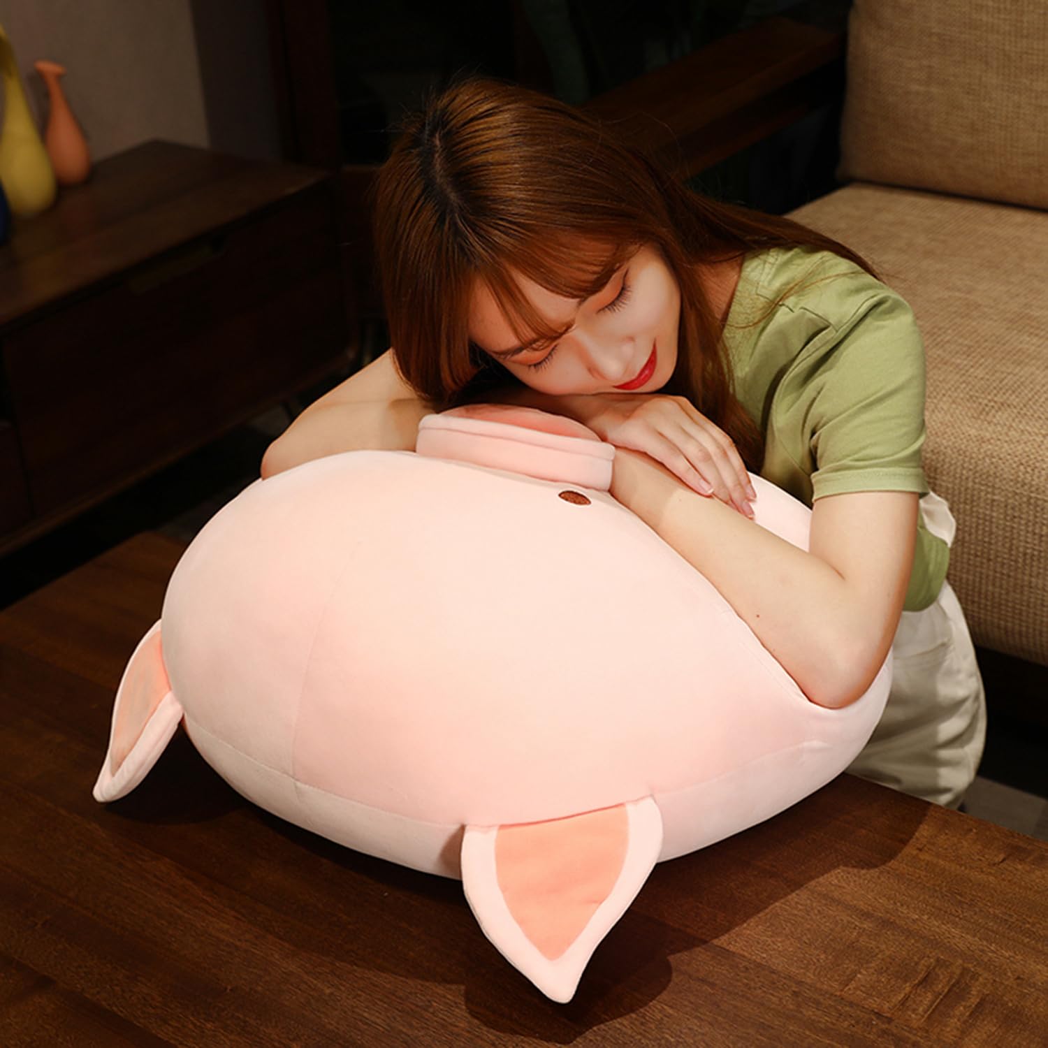 TONGSONG 16 Inch Cuddly Soft Pig Head Plush Hugging Pillow Cute Stuffed Pink Pig Animal Plushies Pig Toy Kids Stuffed Animals Pig Plush Toys Gift for Birthday, Valentine, Christmas