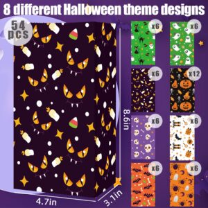 JOHOUSE 54PCS Halloween Candy Bags Bulk, Halloween Paper Treat Bags Small Gift Bags Favor Bags with Sealing Stickers for Trick or Treat Party Decor