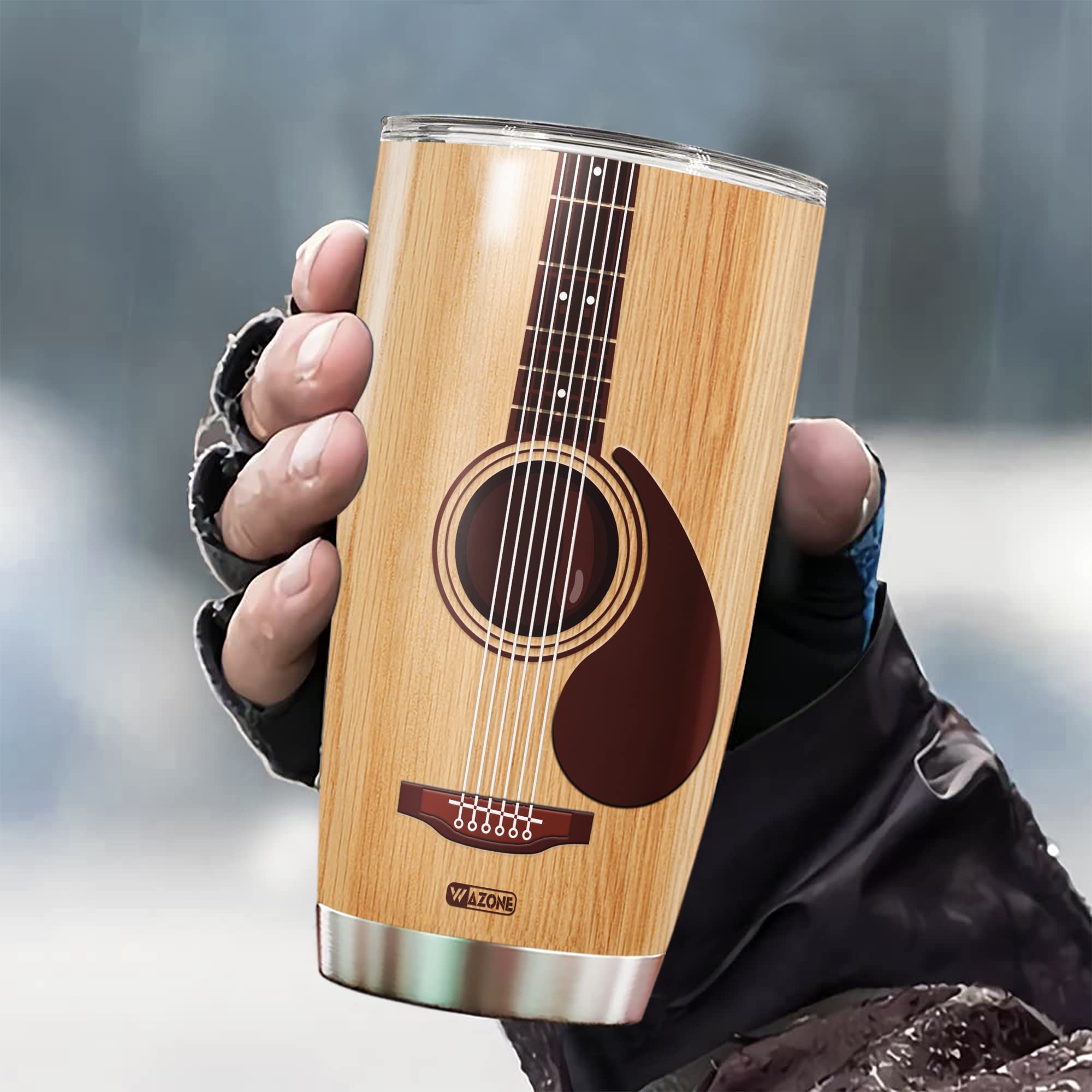 WAZONE Guitarist Nutrition Facts Tumbler With Lid Acoustic Gifts Stainless Steel 20oz Hot Cold Drink Vacuum Insulated Travel Mug Birthday Christmas Gift For Guitar Player Men Women Musician