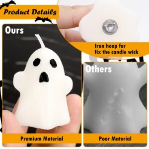 21 PCS Halloween Ghost Candles Spooky Candles White Floating Candles Halloween Decorative Tabletop Candle White Dripless Wax Burning Candles for Halloween Party