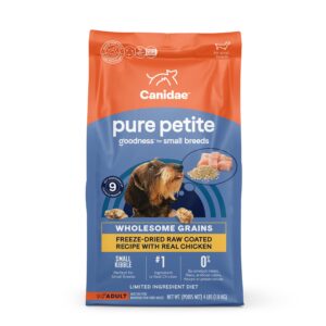 canidae pure petite premium dry dog food for small breeds, chicken & wholesome grains recipe, 4 lbs.