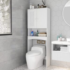 lifesky over the toilet cabinet - bathroom over toilet storage cabinet with doors - space saver storage for bathroom white