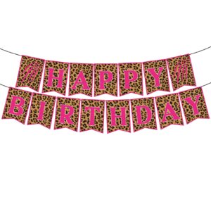 panrrpers happy birthday banner jungle animal print baby shower theme birthday party supplies for girls pink birthday party cheetah party supplies safari animal party decoration