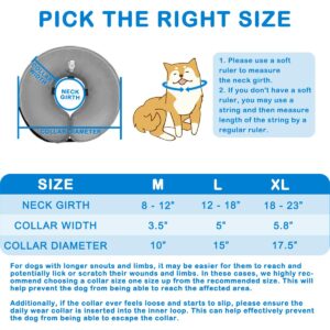 infisu Inflatable Dog Cone Collar (M Size), Soft Blow-up Protective Recovery Dog Collar, Pet Donut Cone Collar, Comfy Elizabethan Collar After Surgery for Medium Dog to Prevent Biting Scratching, Grey