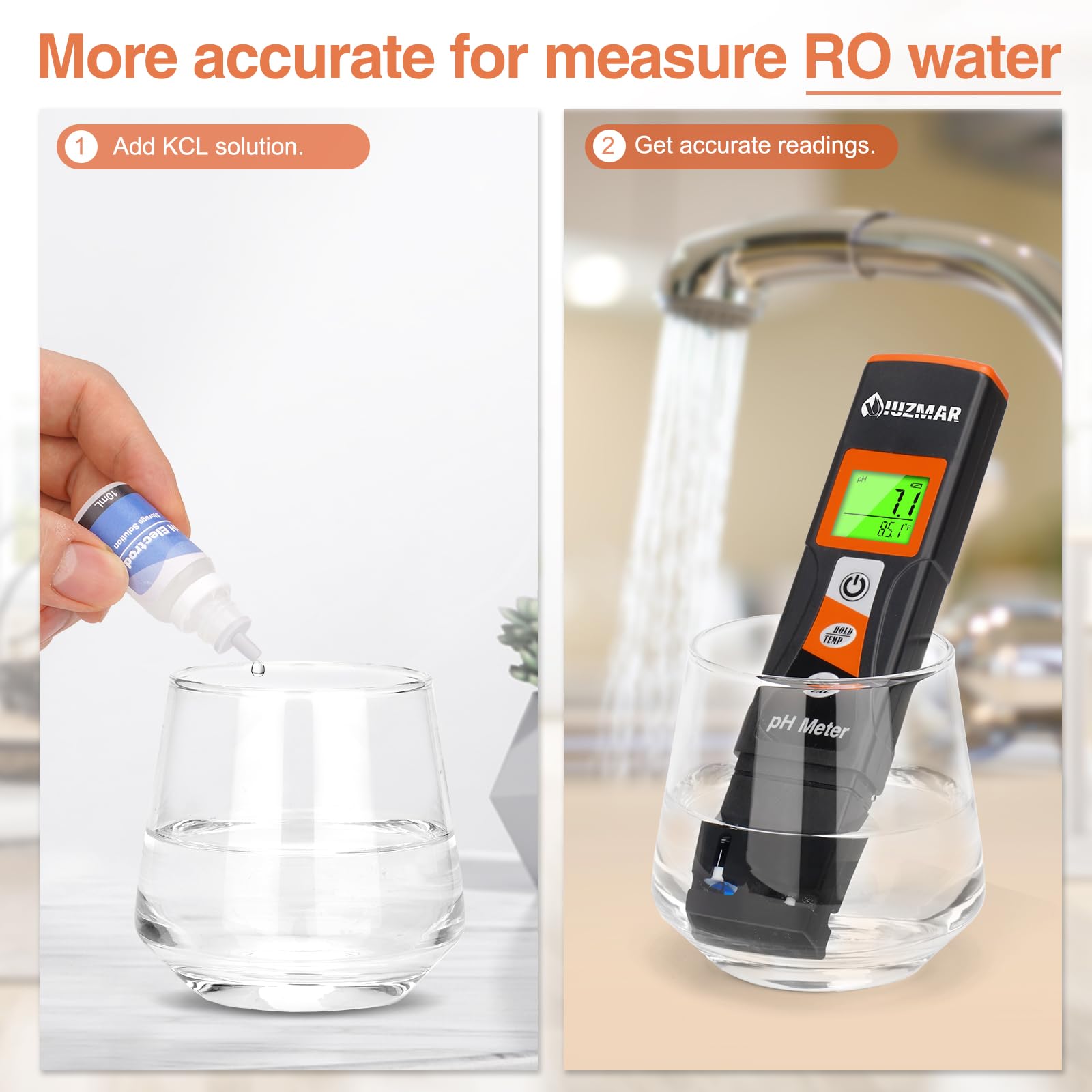 UIUZMAR Digital pH Meter for Water Accurate pH Tester with Plus Temperature Reading Outstanding Stable pH Reader for Checking Aquarium Water Hydroponic Nutrients Hot Tub Swimming Pool