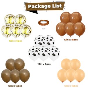 Blush Brown Balloons Cow Print Balloons Cowboy Birthday Decorations Western Farm Party 60pcs 12inch Nude Brown Helium Latex Balloons for Arch Tan Coffee Balloon Farmhouse Country Cowgirl Decor