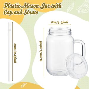 Maxdot 20 Pcs 18.6 oz Plastic Mason Jars with Lids and Straws Wide Regular Mouth Canning Jars Bulk Clear Drink Containers with Caps Juicing Bottles for Halloween Christmas Party Favor(Clear)