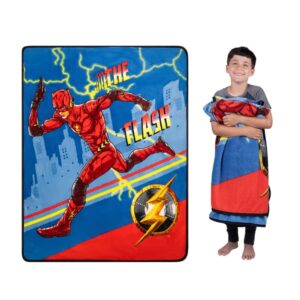 franco wb the flash movie kids bedding super soft micro raschel throw, 46 in x 60 in, (official licensed product)