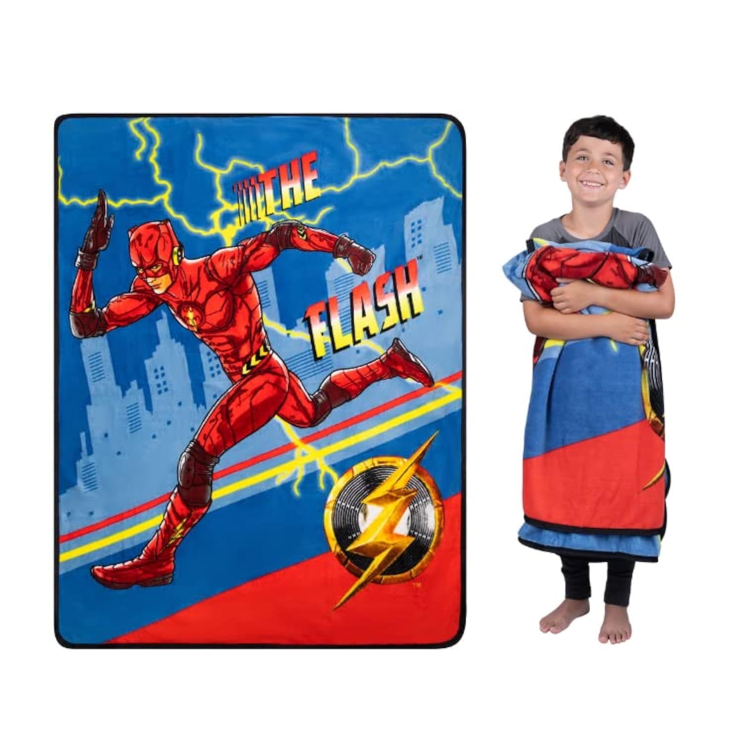 Franco WB The Flash Movie Kids Bedding Super Soft Micro Raschel Throw, 46 in x 60 in, (Official Licensed Product)