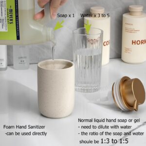 rejomiik Foaming Soap Dispenser Thick Ceramic Foam Hand Soap Dispenser for Bathroom or Kitchen Sink, Liquid Pump Bottles for Hand soap, Body Wash, Beige