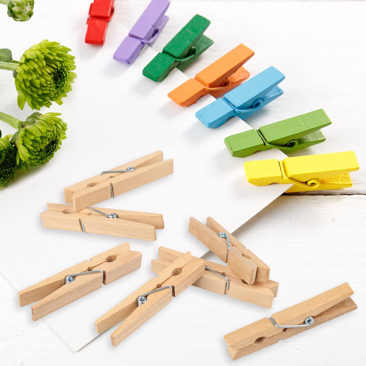 Wood Clothes Pins, 400 PCS 2.83 inches Clothes Pins Wooden for Multipurpose Everyday Laundry, Clothes, Towels, Craft, Photos, Art Wall, by GNIEMCKIN.