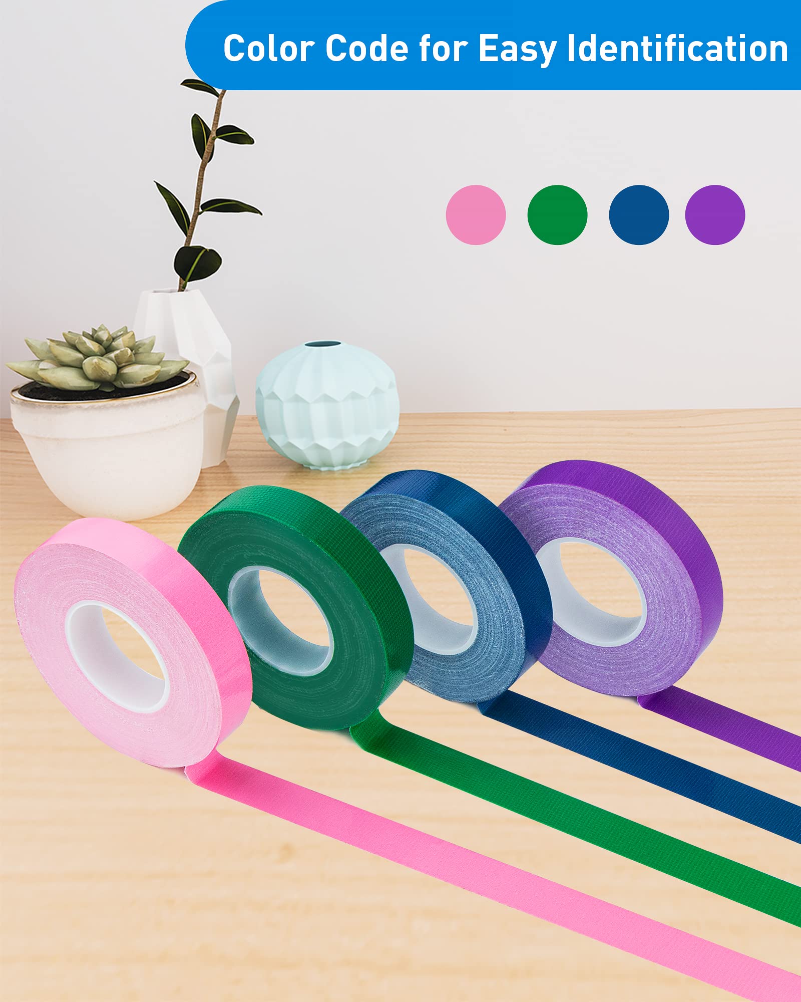 XEHAHOSH 4 Rolls Colored Duct Tape, Multi Use Water Pipe Tape, Waterproof Duct Tape, Multifunctional Tape for Handicrafts and Art, Make Use of No Residue, Easy to Tear by Hand, Great for Packaging.