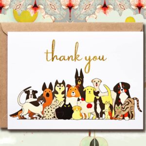 NTVShop Dog And Cat Thank You Cards - Dog Card - Cat Card - Thank You Card - Greeting Card - Happy Card - Dog Lovers Card - Cat Lovers Card