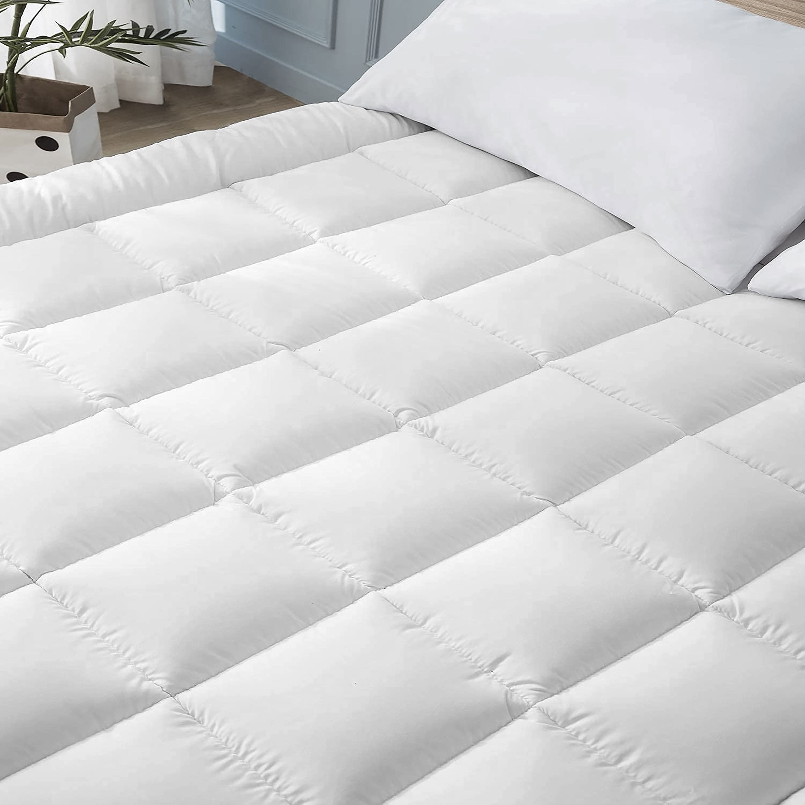 Mattress Topper Full XL Size,Deep Pockets (8-28" Depth) Fits, 700TC Cotton Pad Cover, 1000 GSM Mattress Pads, Full XL Size Bed Mattress Topper 54"x80" Inches White