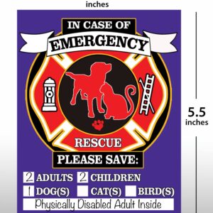 TLC Safety By Design Fire Rescue 4.25" x 5.5" Magnet Safety Alert Emergency Children Adults Pet Dog Cat for Steel Magnetic Exterior Apartment Doors